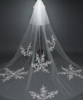 China Applique Edge Eslieb Wedding Veil Custom Made Tulle Veil Long Veil Free Shipping Veil for sale