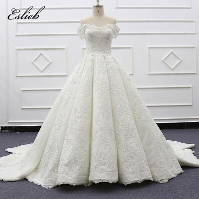 China 2019 Anti-wrinkle Off The Shoulder Ball Gown Wedding Dress Dresses Saudi Arabia Ivory Luxurious Wedding Dresses for sale