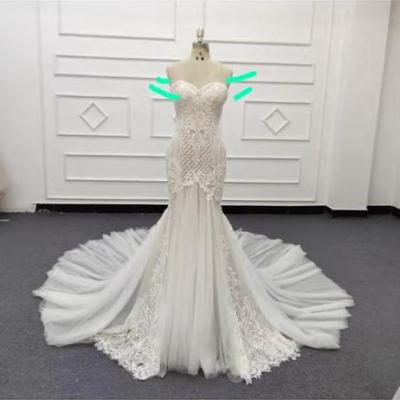 China New Arrival 2019 Anti-Static Off The Shoulder Lace Mermaid Sweetheart Dress Wedding Dresses Beautiful Lace Back Wedding Dress for sale