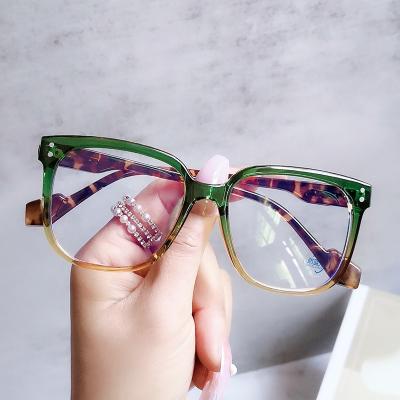 China Anti Ray UV Glasses Frame Computer Glasses Frame Color Gradient Insist Blue 400 Protection Style Oversized Square Rice Nail Frame Glasses for sale