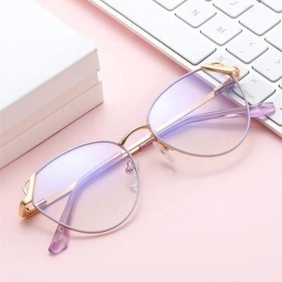 China 100% 400 protection shopping women's eyewear brand eyewear fashionable design glass UV blue light blocking round metal glasses frames optical eye glass for sale