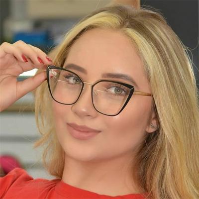 China 100% 400 Protection New Arrival Fashion Custom Logo Lens Adult Full Frame Metal CAT 3.0 UV Blue Light Blocking Optical Glasses For Girls for sale