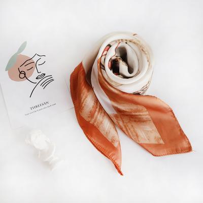 China 70*70cm Girls Retro Fashion Making Satin Silk Scarves Polyester Square Smooth Square Scarf For Fashion for sale