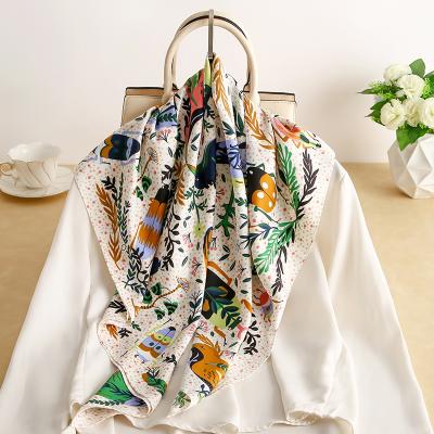 China Fashion design multifunctional wholesale polyester 90*90cm twill satin square scarf for women for sale