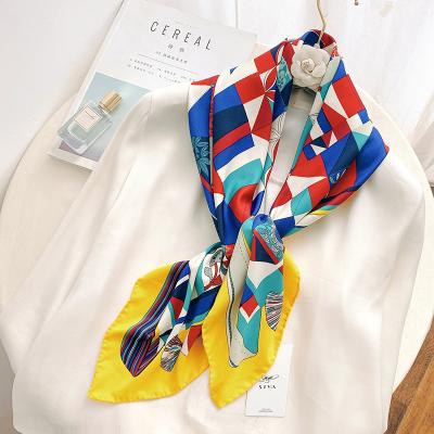 China 2021 square style fashion women's square scarf polyester hot selling custom made silk scarves for elegant women for sale