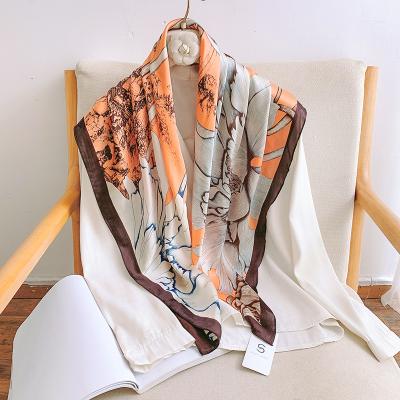 China New multi-function printing elements 90*90cm square polyester silk satin Chinese scarf hijab for women for sale