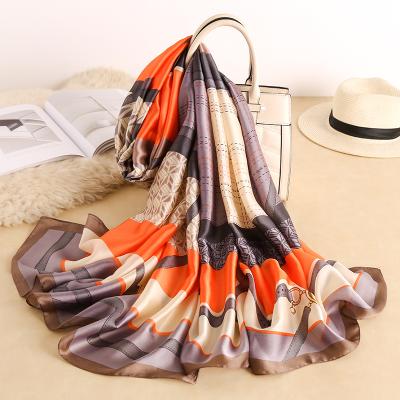 China 2021 factory latest 180x90cm big long silk scarves for elegant women shawls hijab neck scarves for sale