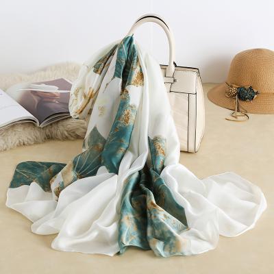 China 2021 new long satin silk wrap high quality soft custom made silk scarf hijab hijab for women for sale