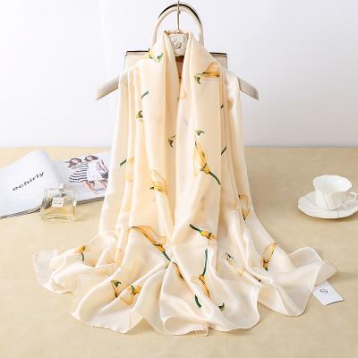 China Wholesale LONG Customized Silk Satin Scarves Polyester Long Scarf For Women Printed Shawl Hijab for sale