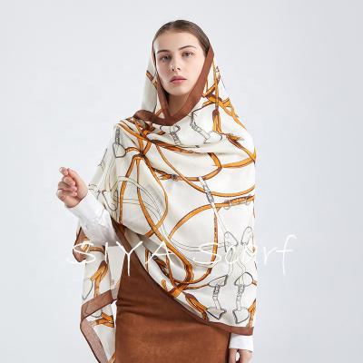 China 2021 Custom Printing Polyester Wholesale Horse Cotton Scarf Hijab Silk Women Scarves for sale