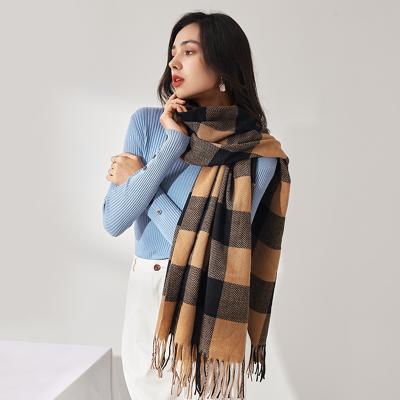 China Wholesale Polyester Winter Checked Plaid CASHMERE SCARF Printed Shawls For Women for sale