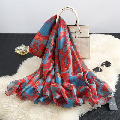 China Wholesale Long Hot Sale 2021 Chiffon Scarf For Fashion Printed Long Silk Shawl Scarf Women for sale