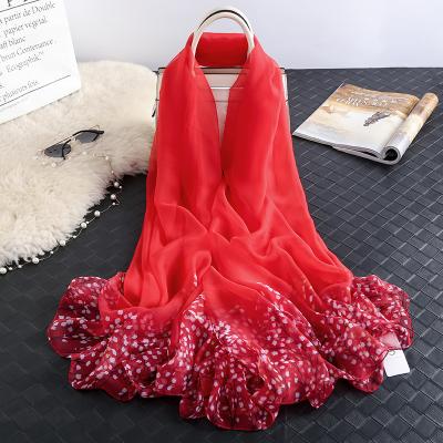 China Factory Long Chiffon Shawl Scarf For Women Chiffon Printed Custom Made Silk Scarf for sale