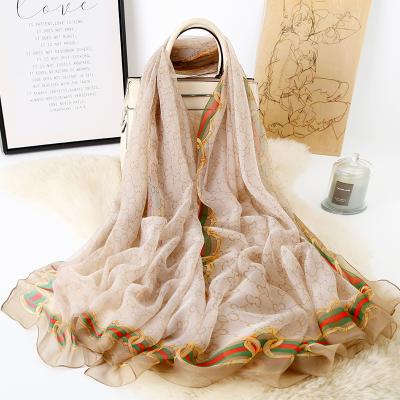 China Long Chiffon Scarf 2021 New Design Custom Printed Silk Satin Long Chiffon Scarf for sale