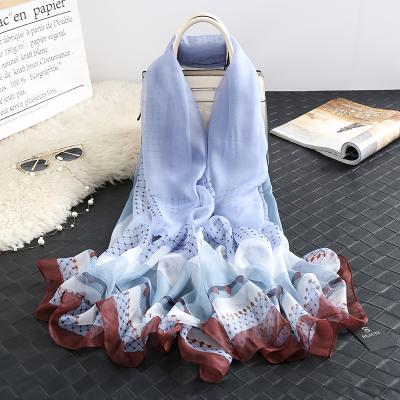 China Factory New Design Chiffon Ladies Scarf Large Size Long Silk Shawls For Women Elegant for sale