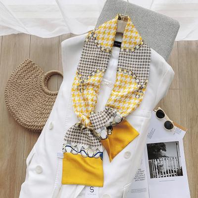 China Hot Sale Retro Ladies Long Classic Smooth Polyester Ribbon Silk Scarf For Women for sale