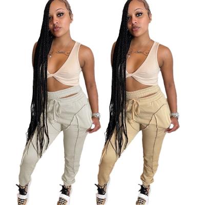 China Latest Designs Breathable Plush Pants Street Wear Women Solid Thick Drawstring Sport Tracksuit for sale