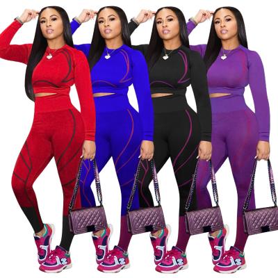 China New Arrival Sustainable Women Two Piece Workout Set+Yoga Long Sleeve Pantsuit for sale