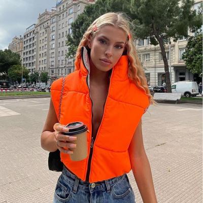 China Anti-wrinkle women's winter outwear young lady sleeveless jacket and coats fashion candy color women vest coat for sale