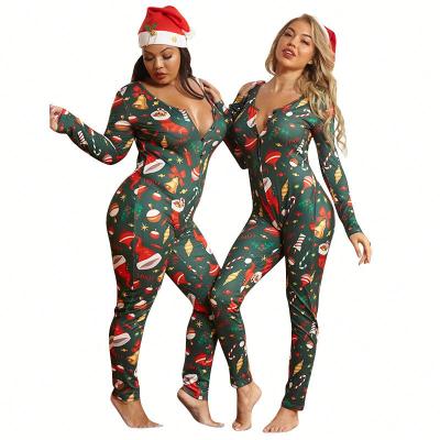 China Breathable Long Sleeve Bodycon Romper Jumpsuit Women Pajamas Sleepwear Long Pants Suit Pj Onesie for sale