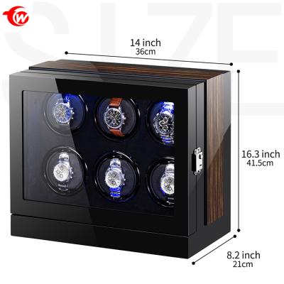 China Automatic Winding Uhrenbox Holz 6 Watch Winder High Grade Quality Wardrobe Carbon Fiber Leather Self Wuhrenbeweger 24 Watch Winders Shaker Led for sale