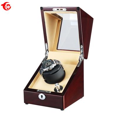 China Wooden Button Watch Storage Box With Logo Display Remote Led Wardrobe Shaker Motor Single Watch Winder Box for sale