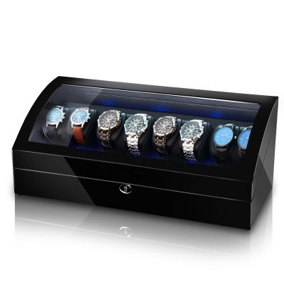 China LED Light 8+8 Automatic Watch Storage Organizer Boxes Carbon Fiber Watch Winder for sale