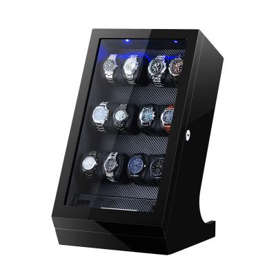 China LED Light Luxury Customize Watch Storage Case Japanese Motor Automatic Wooden Watch Winder for sale