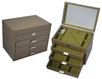 China Custom Luxury Wooden Jewelry Box Storage Drawer Jewelry Box With Three Drawers for sale