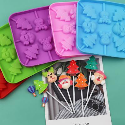 China Disposable T 259 8 Cavity Elk Lollipop Silicone Molds For Christmas Silicone Chocolate Molds for sale