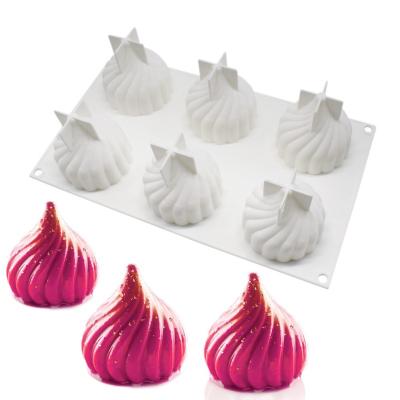 China Disposable T 122 DIY 6 Holes Cake French Mold Swirl Silicone Mousse Mold Dessert Silicone Mold for sale