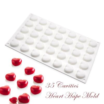 China Hot T42 35 Cavity Love Silicone Mousse Cake Mold Heart Fondant Disposable Cake Mold Amazon Style For French Dessert for sale