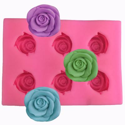 China T1784 6 cavity disposable rose shape silicone mold handcrafted fondant cake mold fondant tools decorating tools for sale