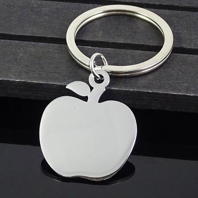 China F065 Apple Cartoon Key Chain 304 Stainless Steel Non-Stick Metal Pendant Key Chain for sale