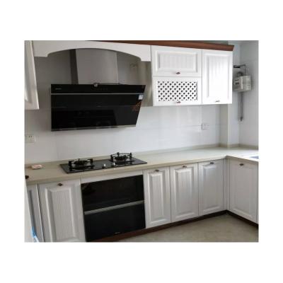 China Durable White Kitchens Furniture MDF Modern Kitchen Cabinet Features Metal slider Storage Plastic Cabinets for sale