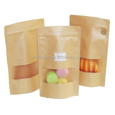 China Kraft Paper Moisture Proof Bag / Stand Up Paper Bag For Nut And Fruit for sale