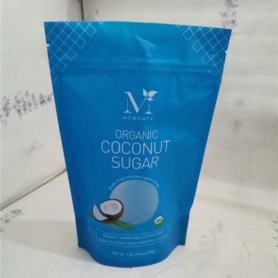 China Moisture Proof Organic Coconut Sugar Packaging Stand Up Zipper Pouch Matte Finish With Clear Window for sale