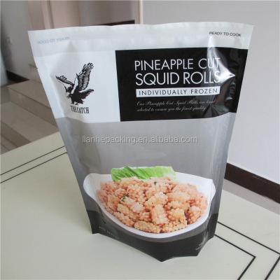 China Moisture Proof Frozen Food Packaging Bag / Frozen Squid Rolls Plastic Bags for sale