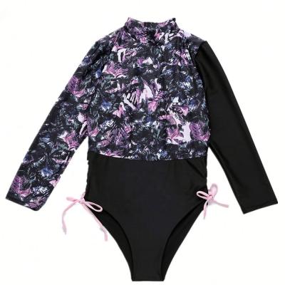 China 2021 Breathable New Tie Dye One Piece Swimwear Long Sleeve Swimsuit Women Fashion Wetsuit Beach Wear for sale