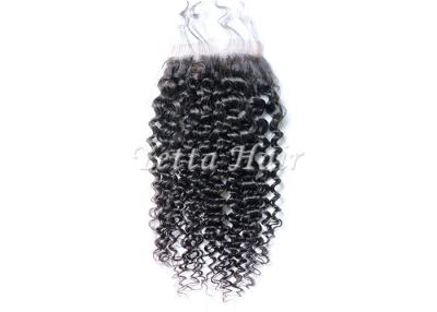 China 4x4 Kinky Curly 7A Brazilian Hair Lace Top Closure With Bleached Knots for sale