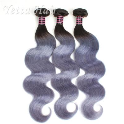 China Two Tone Unprocessed Brazilian Virgin Remy Hair , Grey Curly Human Hair Extensions for sale