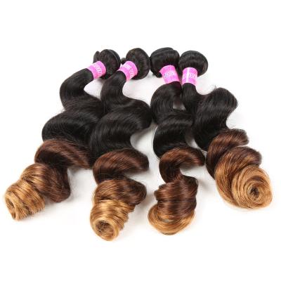 China Blonde 1b/4/27 3 Tone Remy Ombre Hair Extensions Brazilian Hair Loose Wave for sale