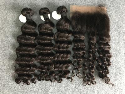 Cina Onda sciolta dei capelli vergini brasiliani del tessuto dei capelli umani di 100% con il frontale 10