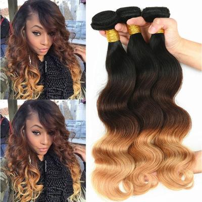 China 100% Real Brazilian Ombre Human Hair Body Wave No Shedding Color 1b / 4 / 27# for sale