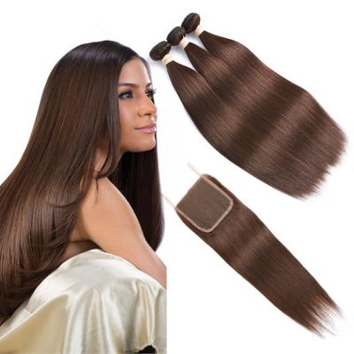 China Brown Color Ombre Human Hair Extensions / Straight Hair Weave With 4X4 Closure for sale