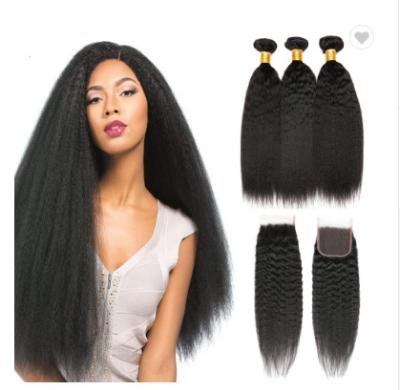 China Yaki Straight 100 Virgin Brazilian Hair Bundles With Closure 24 Inch for sale