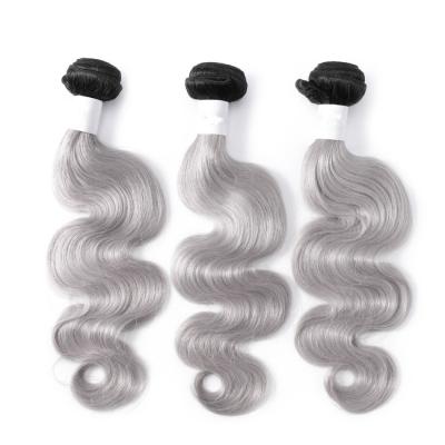 China Bouncy 1B / Grey Ombre Hair Extensions 100 Real Human Hair For Women for sale