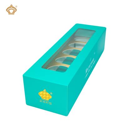 China Recycled Materials Printing Paper Food Packaging Boxes Custom Macaron Gift Box Paper Packaging For Macaron Packaging With PVC Window for sale