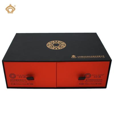 China Good Materials Mat Feeling Black Orange Color Large Size Drawer Recycled Fancy Paper Gift Box With EVA Insert for sale