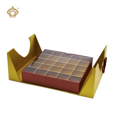 China Custom Recycled Food Chocolate Packaging Box Special Gift Box 9pcs 12pcs 24pcs 25pcs Material Design Double Door With PVC Window for sale